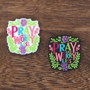 Pray more, Worry less Silicone Focal Bead, Choice of Color