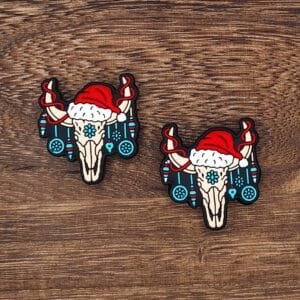 Christmas Longhorn Silicone Focal Bead