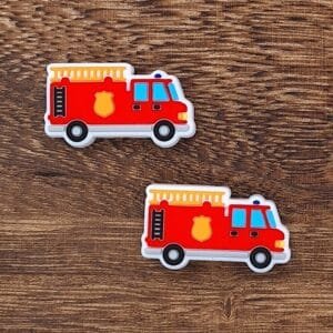 New Firetruck Silicone Focal Bead