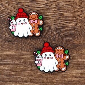 Christmas Ghost Friends Silicone Focal Bead