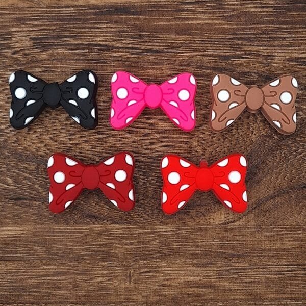 Polka Dot Bow Silicone Focal Bead, Choice of Color
