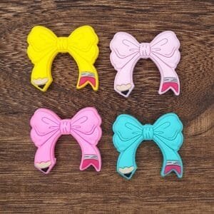 Pencil Bow Silicone Focal Bead