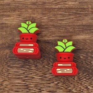 3d  Cactus & Books Silicone Focal Bead