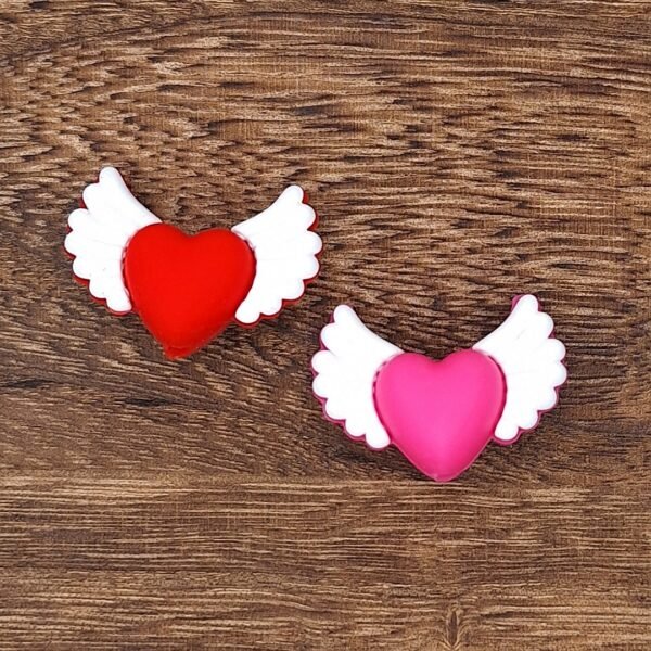 Heart Wings Silicone Focal Bead, Choice of Color