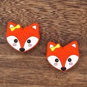 Heart Face Fox Silicone Focal Bead