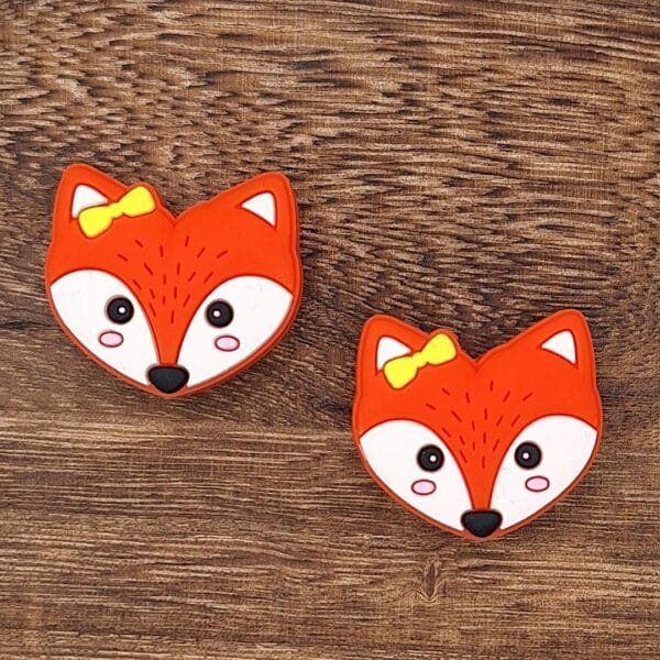 Heart Face Fox Silicone Focal Bead