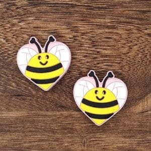 Heart Bee Silicone Focal Bead