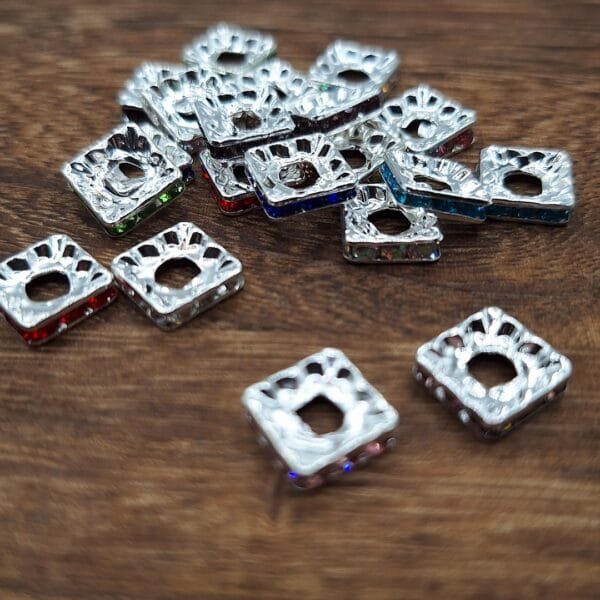 12mm Square Rhinestone Spacers, Choice of Color
