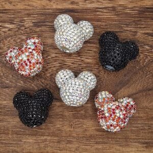 Rhinestone Mouse Head Acrylic Bead, Choice of Color