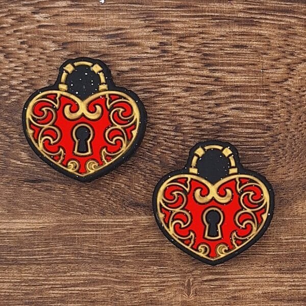 Glitter Red Heart Locket Silicone Focal Bead, Custom