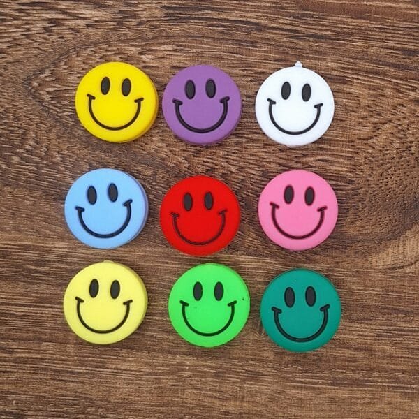 Small Smiley Silicone Focal Bead, Choice of Color