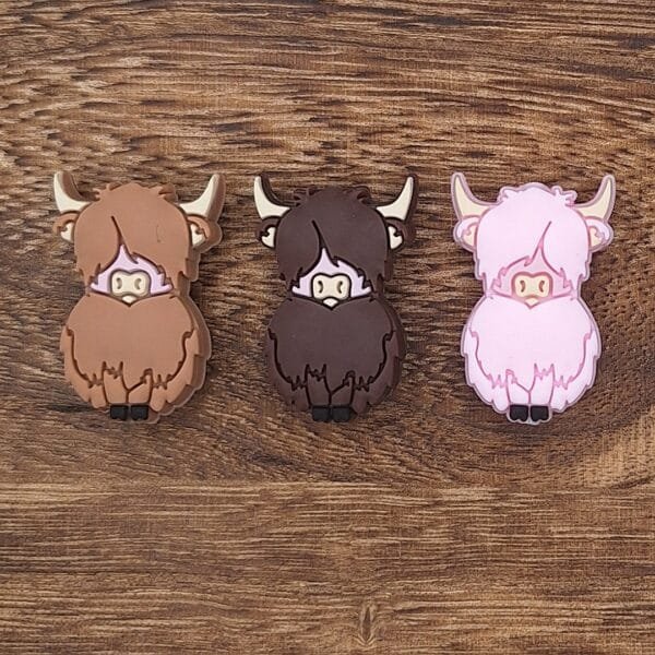 Highland Cow Silicone Focal Bead, Choice of Color