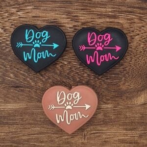 Dog Mom Heart Silicone Focal Bead, Choice of Color