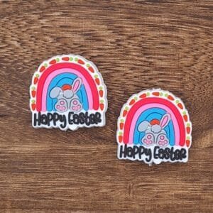 Happy Easter Rainbow Soft PVC Focal Bead