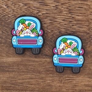 Easter Bunny Truck Silicone Focal Bead