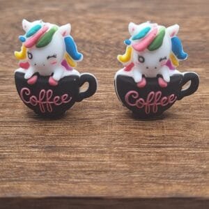 3d Unicorn Coffee Cup Silicone Focal Bead