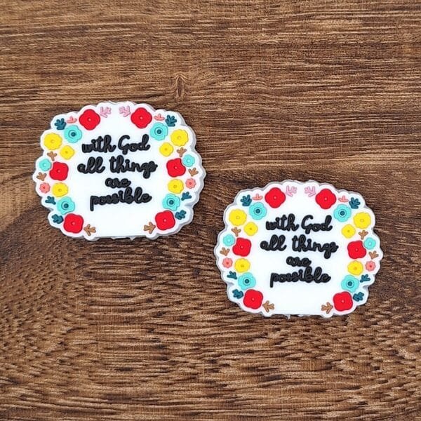 Floral with God all things are possible Soft PVC Bead