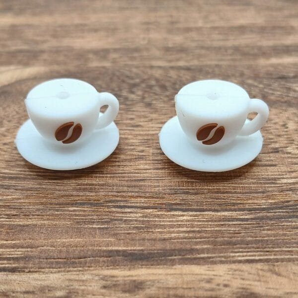 3d Coffee Bean Cup & Saucer Silicone Focal Bead