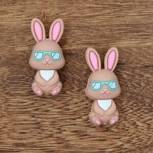 3d Bunny with Shades Silicone Focal Bead