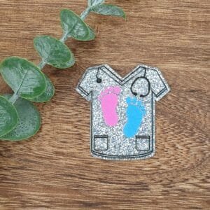 Footprint Scrub Top Glitter Flatback