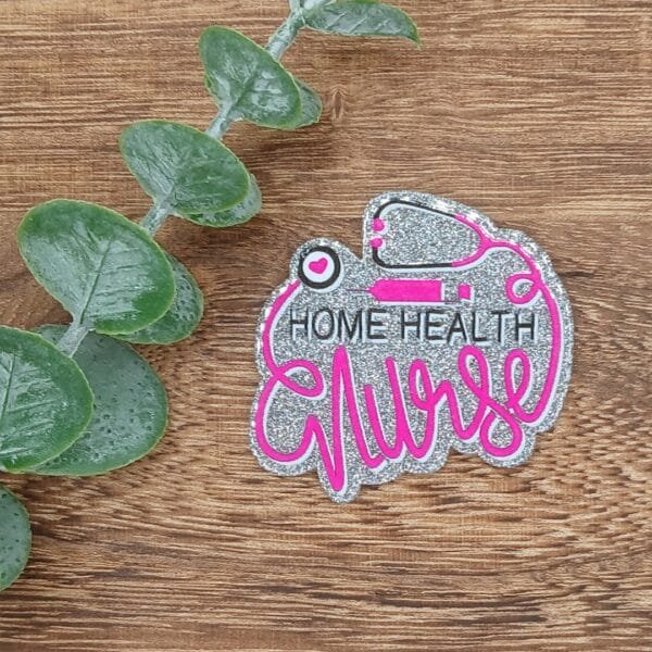Home Health Nurse Glitter Flatback