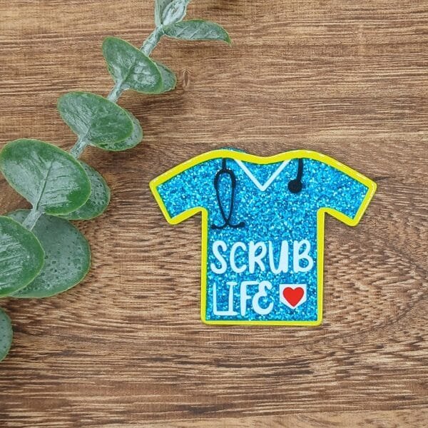 Turquoise Glitter Scrub Top Glitter Flatback
