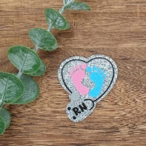 Footprint Heart RN Glitter Flatback