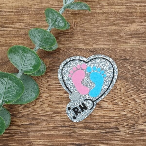 Footprint Heart RN Glitter Flatback