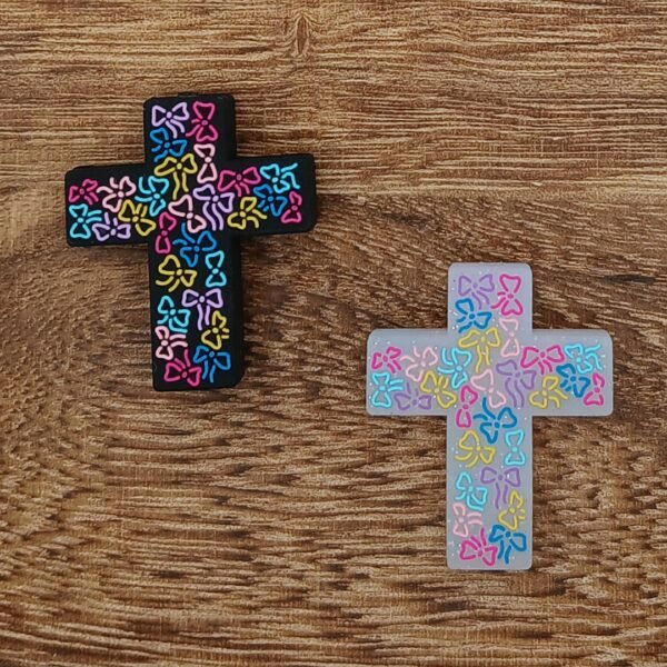 Bow Cross Silicone Focal Bead, Choice of color