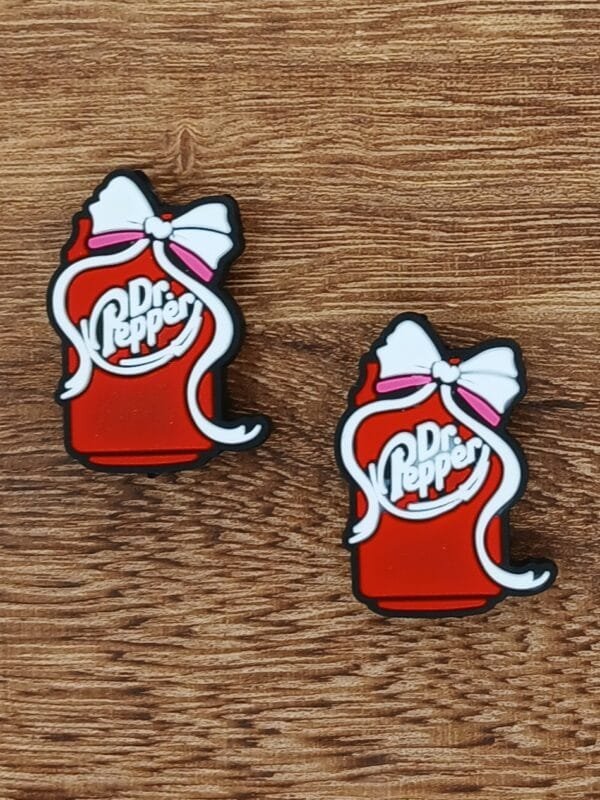 Dr. Pepper with Bow Silicone Focal Bead