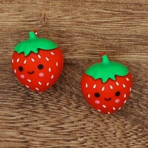 3D Smiling Strawberry Silicone Focal Bead